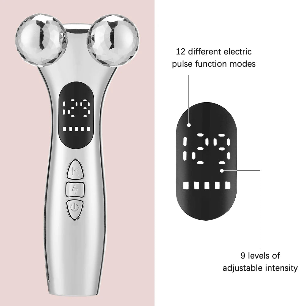 Microcurrent Pulse Neck Face 4D Roller Massager Facial Lifting