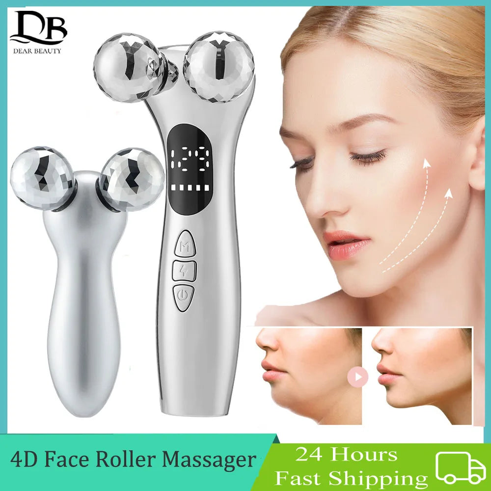 Microcurrent Pulse Neck Face 4D Roller Massager Facial Lifting