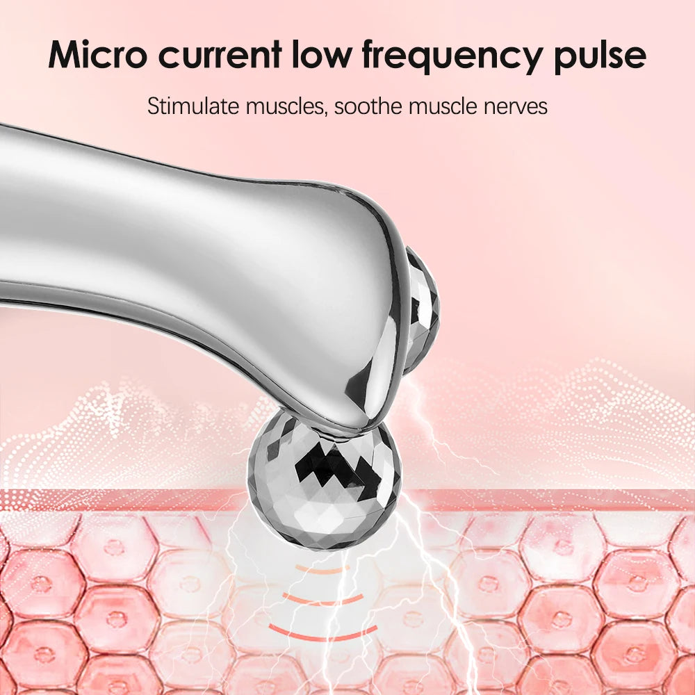 Microcurrent Pulse Neck Face 4D Roller Massager Facial Lifting