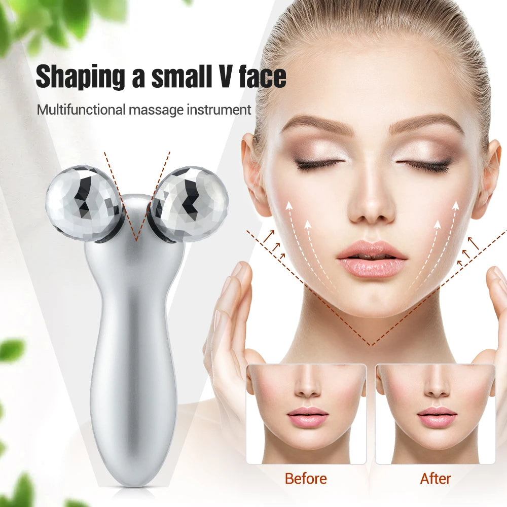 Microcurrent Pulse Neck Face 4D Roller Massager Facial Lifting