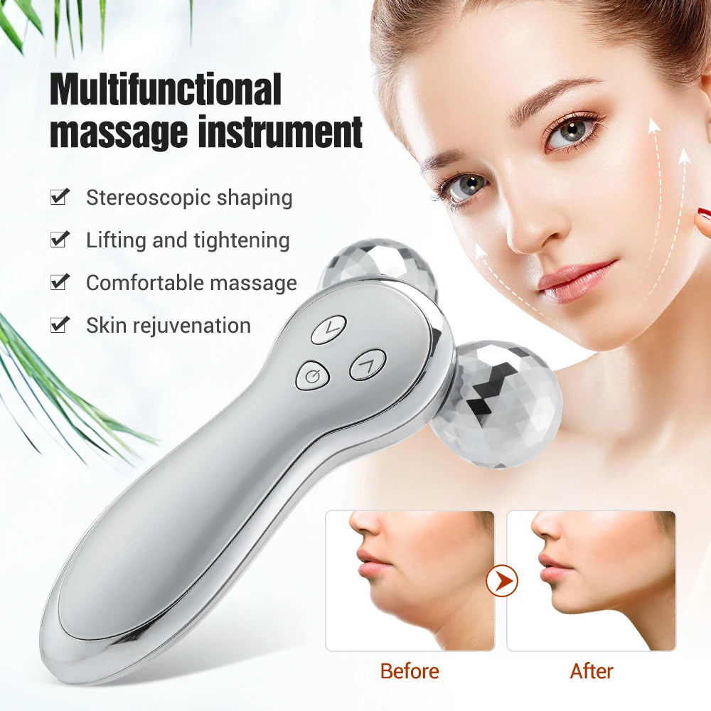 Microcurrent Pulse Neck Face 4D Roller Massager Facial Lifting